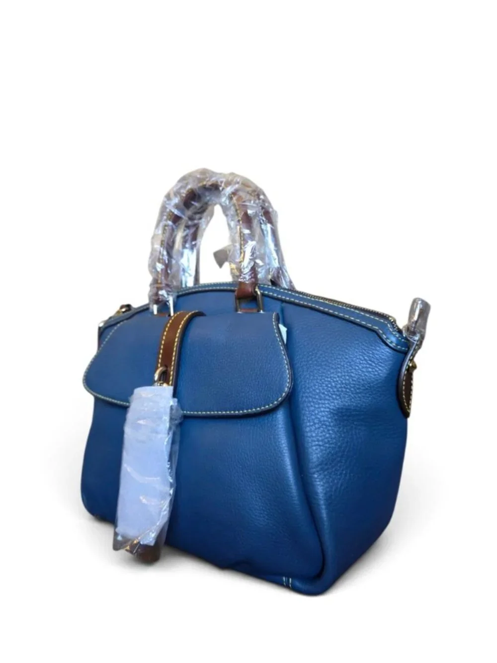 Dooney & Bourke Samba Denim Blue Leather Satchel NWT Crossbody Dust Bag